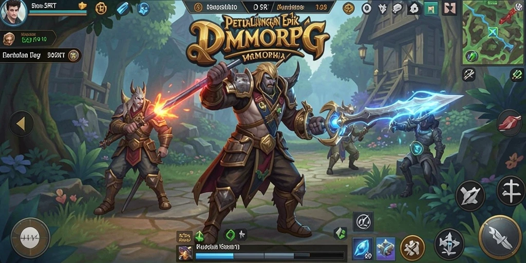 Screenshot utama 55RT menampilkan aksi seru dalam gameplay MMORPG.