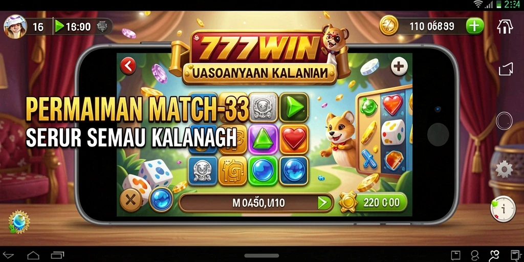 Screenshot gameplay 777WIN menampilkan momen seru dalam mencocokkan simbol.