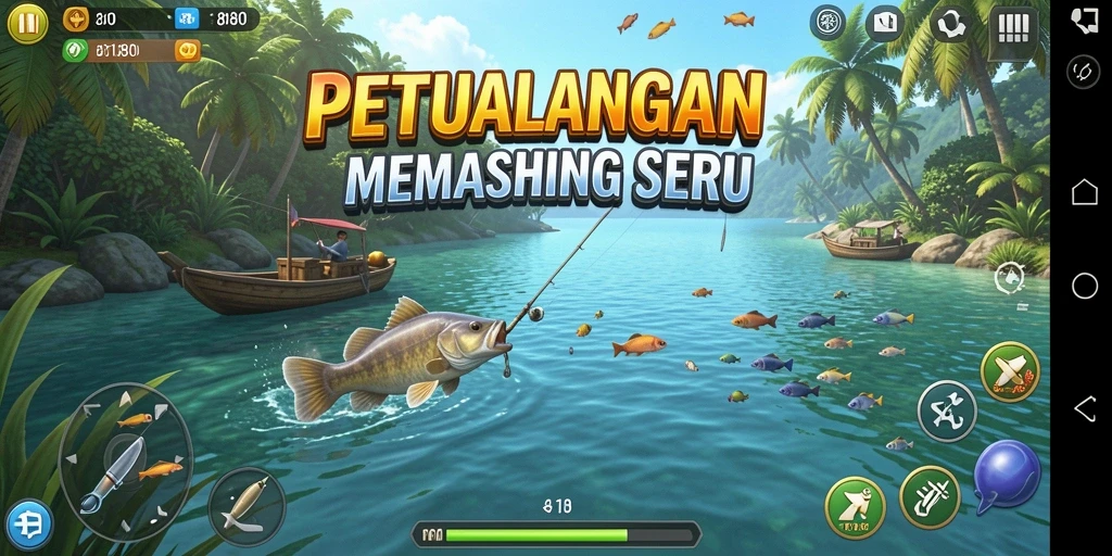 Tampilan gameplay memancing yang realistis dalam 8180.