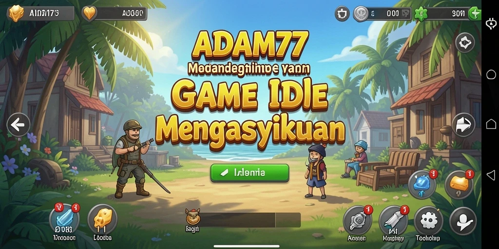 Tampilan gameplay ADAM77 dengan berbagai karakter dan misi menarik.