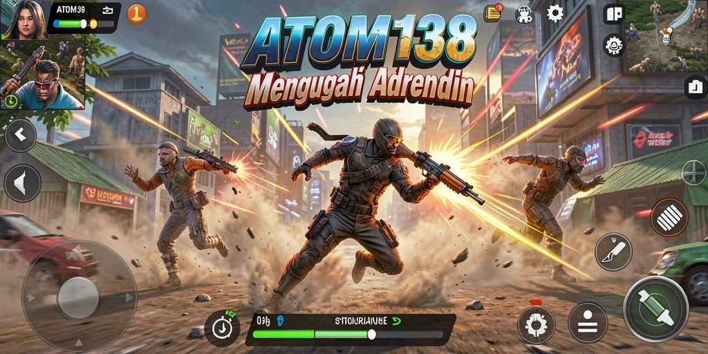 Tampilan gameplay menegangkan di ATOM138, penuh aksi dan strategi.