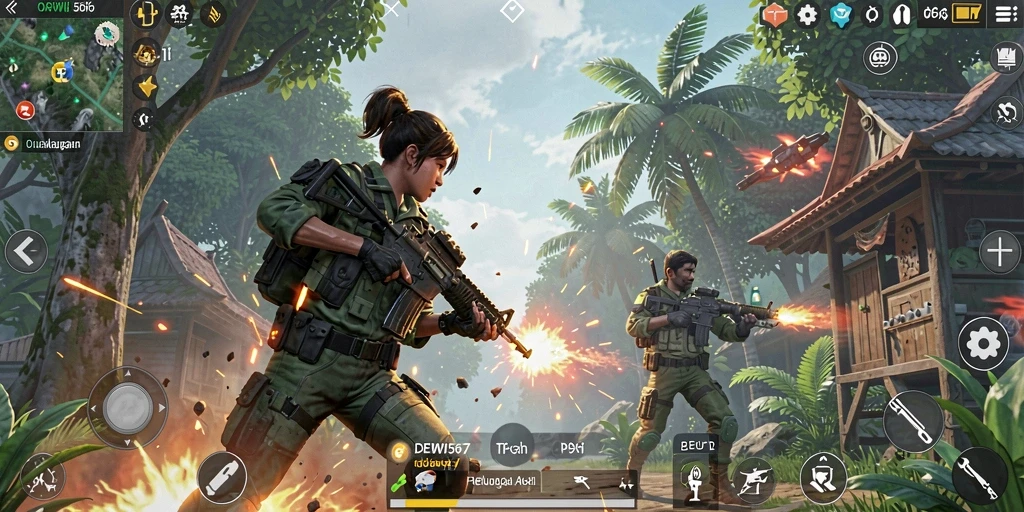 Tangkapan layar dari gameplay seru DEWI567 di medan pertempuran.