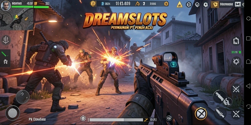 Gameplay intens dari DREAMSLOTS dengan aksi tembak-menembak yang mendebarkan.