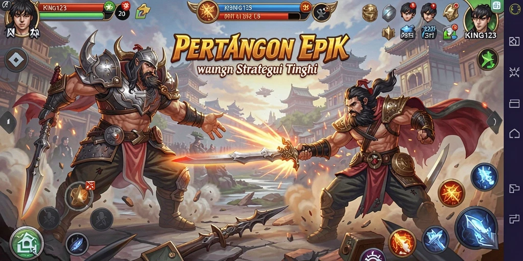 Screenshot gameplay KING123 menampilkan pertarungan yang seru dan dinamis.