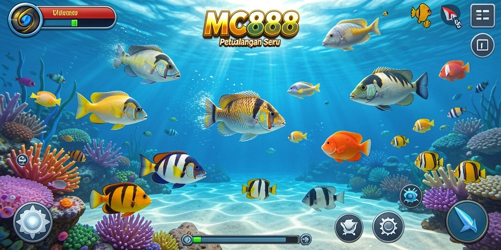Tampilan gameplay seru dalam game Tembak Ikan MC888.