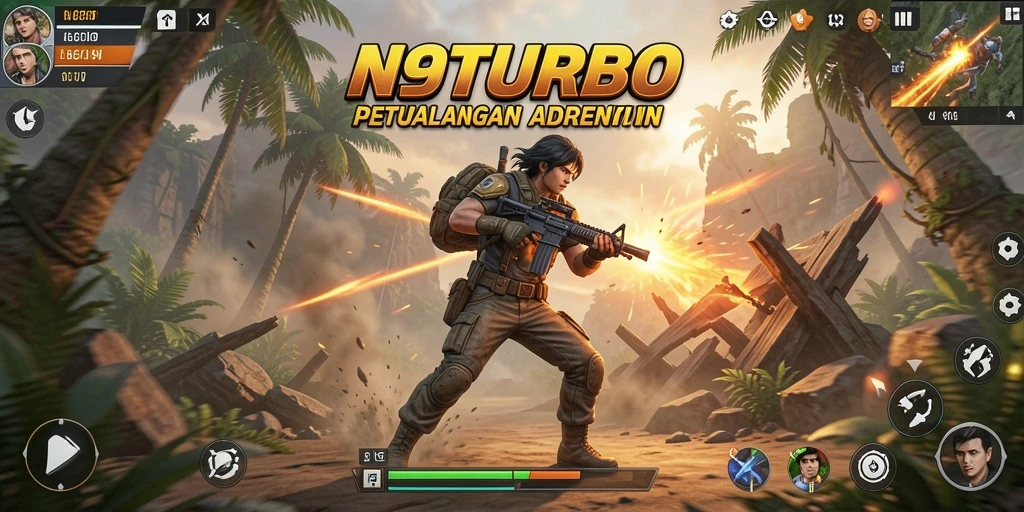 Screenshot N9TURBO menampilkan aksi seru dalam gameplay