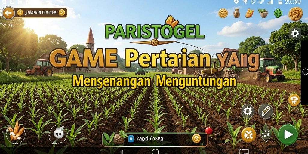 Tampilan gameplay menarik dari <strong>PARISTOGEL</strong> dengan lahan pertanian yang subur.