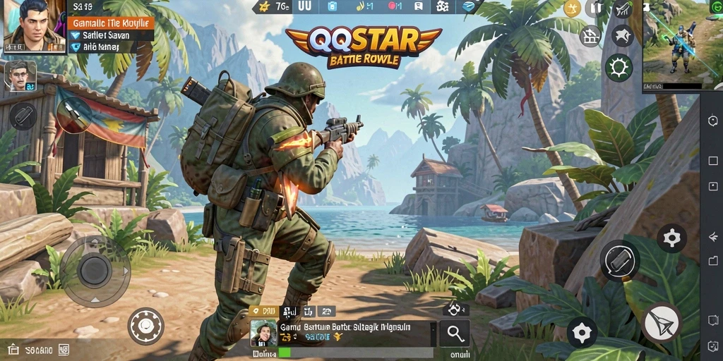 Tampilan gameplay seru dalam pertempuran Battle Royale QQSTAR.