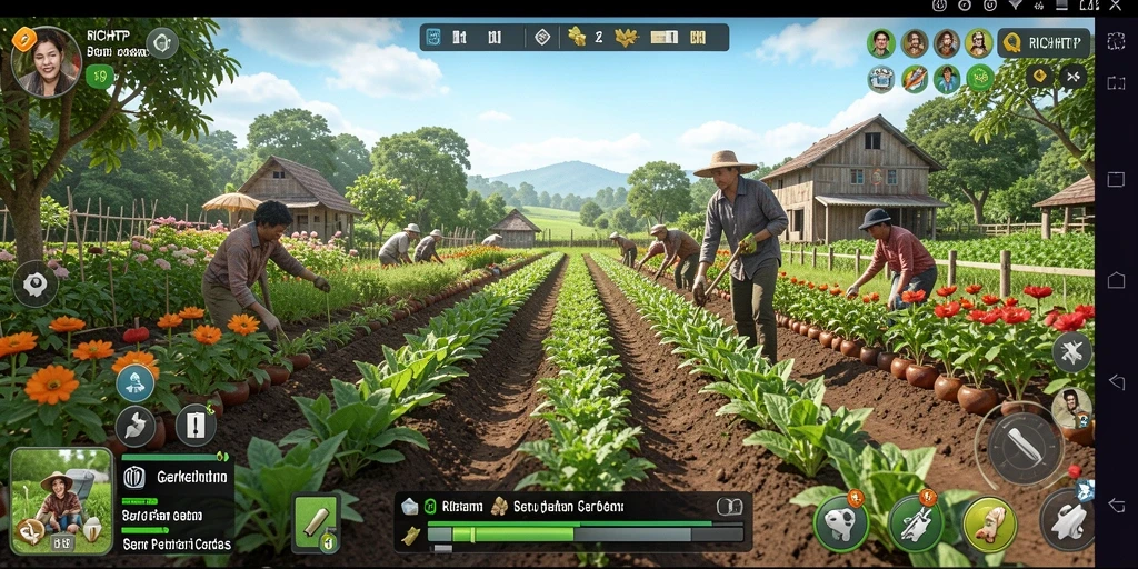 Screenshot game RICHRTP menampilkan pengalaman berkebun yang seru.